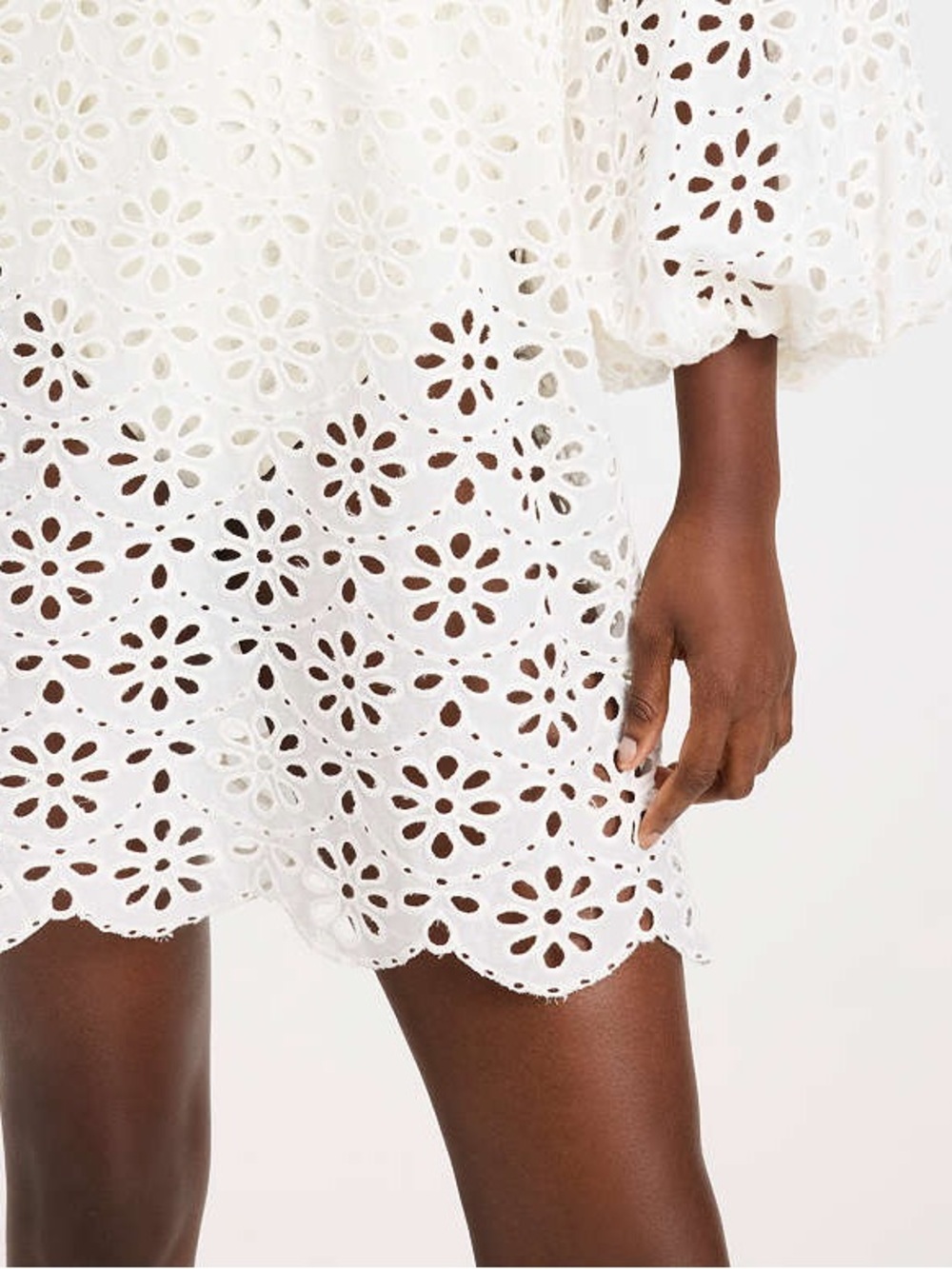 kate spade White Eyelet V-Neck Swim Coverup with Balloon Sleeves eyelet cover up - Picture 3 of 16